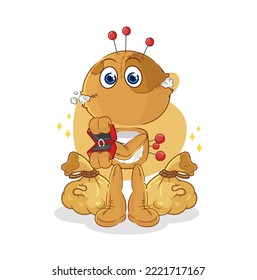the voodoo doll propose with ring. cartoon mascot vector