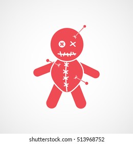 Voodoo Doll Red Flat Icon On White Background