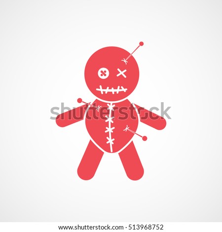 Voodoo Doll Red Flat Icon On White Background