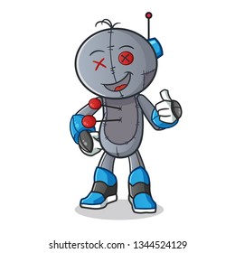 voodoo doll robot mode mascot vector cartoon art illustration