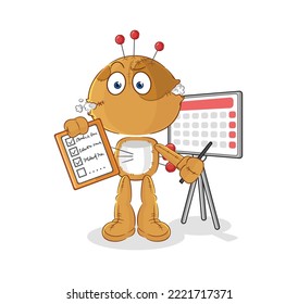 the voodoo doll schedule list vector. cartoon character