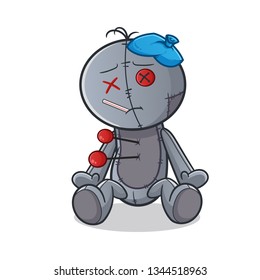 voodoo doll sick mascot vector cartoon art illustration