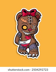 Voodoo Doll Slayer Halloween Design Sticker