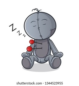 voodoo doll sleep mascot vector cartoon art illustration