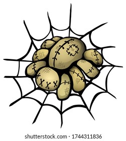 Voodoo doll spider cartoon character, color vector illustration, horizontal, isolated
