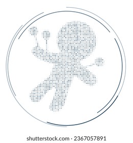 El símbolo Voodoo Doll relleno de puntos de color azul oscuro. Estilo de puntillismo. Ilustración del vector sobre fondo blanco