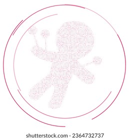 The Voodoo Doll symbol filled with pink dots. Pointillism style. Vector illustration on white background