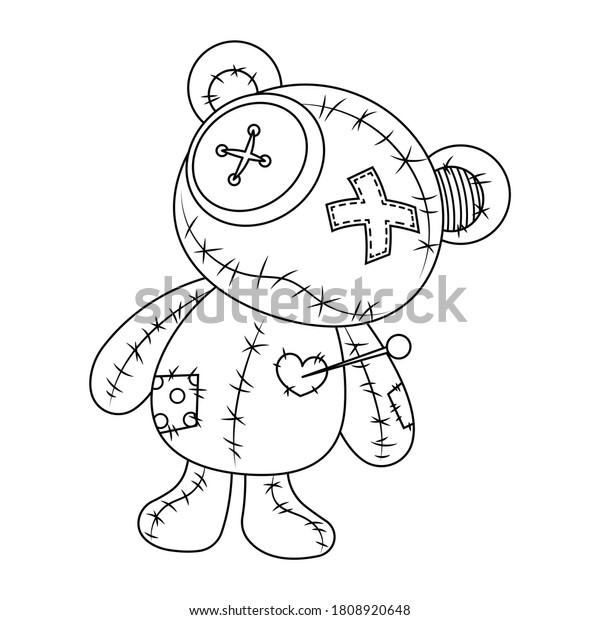 Voodoo Doll Teddy Bear Vector Illustration Stock Vector Royalty Free 1808920648