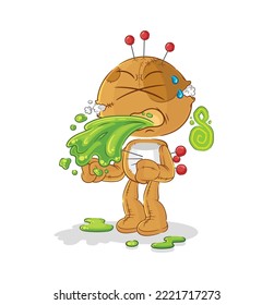 the voodoo doll throw up cartoon. cartoon mascot vector