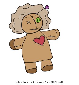 Voodoo doll, vector design for banner, poster, greeting card, party invitation.Traditional element of Halloween. Vector illustration.