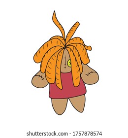 Voodoo doll, vector design for banner, poster, greeting card, party invitation.Traditional element of Halloween. Vector illustration.