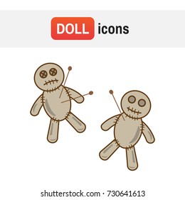 Voodoo doll vector icon. Halloween voodoo doll
