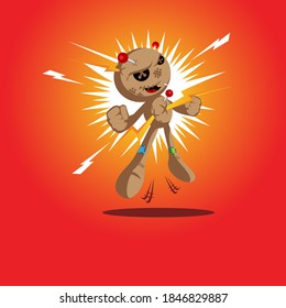 Voodoo Doll Vector Illustration In Hype Pose