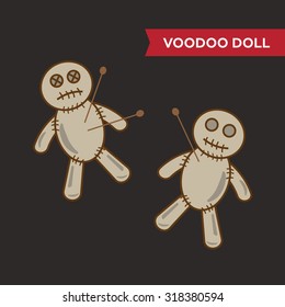 Voodoo doll vector set 