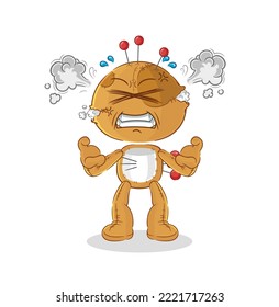 the voodoo doll very angry mascot. cartoon vector