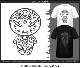Voodoo dolls mandala arts isolated black   white t shirt 