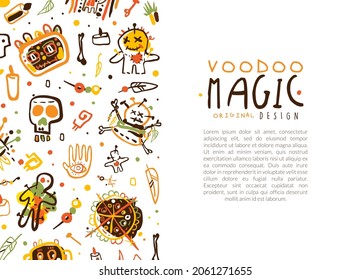 Voodoo Hand Drawn Design As African Religion And Magic Vector Template