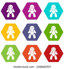 Voodoo icons 9 set coloful isolated on white for web
