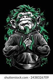 Voodoo King Kong Monster Illustration: Design Mascot Logo Sticker T-Shirt Tattoo