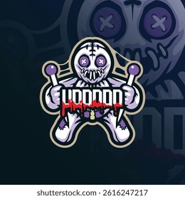 Voodoo mascot logo design with modern illustration concept style for badge, emblem and t shirt printing. Voodoo doll illustration.