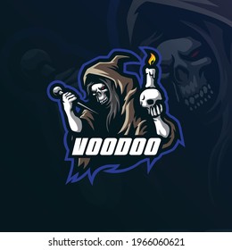 Voodoo mascot logo design vector with modern illustration concept style for badge, emblem and t shirt printing. Angry voodoo illustration.