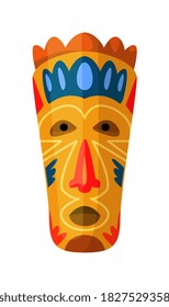 Voodoo mask. African masking antiquities illustration. Vector tribal ethnic voodoo mask isolated on white background