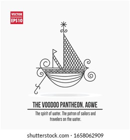 The Voodoo Pantheon. Agwe. The spirit of water, the Patron Saint of sailors and water travelers. Use it in tattoo art, logos, badges, icons.