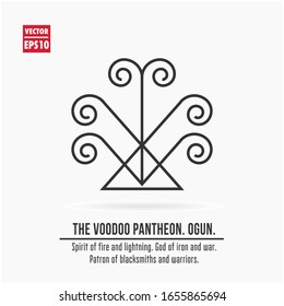 The Voodoo Pantheon. Ogun. Spirit of fire and lightning. God of iron and war. patron of blacksmiths and warriors.Use it in tattoo art, logos, badges, icons.