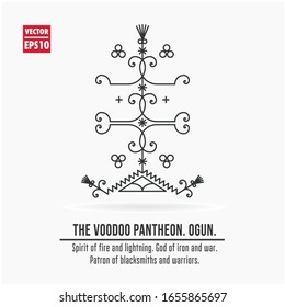 The Voodoo Pantheon. Ogun. Spirit of fire and lightning. God of iron and war. patron of blacksmiths and warriors.Use it in tattoo art, logos, badges, icons.