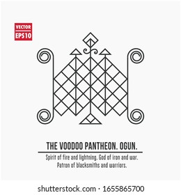 The Voodoo Pantheon. Ogun. Spirit of fire and lightning. God of iron and war. patron of blacksmiths and warriors.Use it in tattoo art, logos, badges, icons.