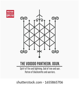 The Voodoo Pantheon. Ogun. Spirit of fire and lightning. God of iron and war. patron of blacksmiths and warriors.Use it in tattoo art, logos, badges, icons.