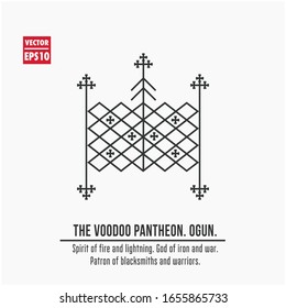 The Voodoo Pantheon. Ogun. Spirit of fire and lightning. God of iron and war. patron of blacksmiths and warriors.Use it in tattoo art, logos, badges, icons.