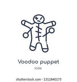 voodoo puppet icon from other outline collection. Thin line voodoo puppet icon isolated on white background.