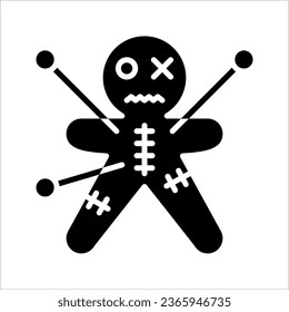 Voodoo puppet icon. Thin linear voodoo puppet outline icon, vector illustration on white background