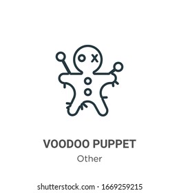 Voodoo puppet outline vector icon. Thin line black voodoo puppet icon, flat vector simple element illustration from editable other concept isolated stroke on white background