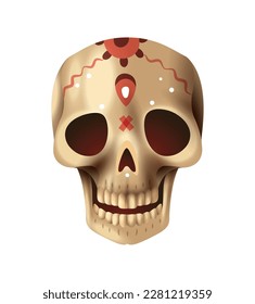Voodoo skull african occult practices attribute realistic vector illustration
