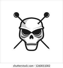 voodoo skull with crossed needles