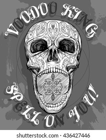 voodoo skull with opened jaw, vector illustration