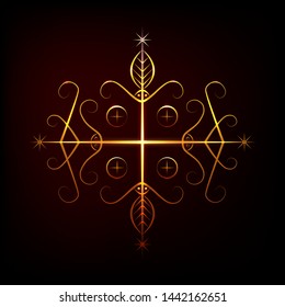 Voodoo Spirit Voodoo Vector Clip Art - As Tattoo, Print, African Culture Symbol. Isolated On White.Veve Of Papa Legba