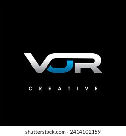 Vektorgrafik der VOR-Buchstaben-Vorlage für das Design des ersten Logos