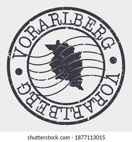 Vorarlberg, Austria Map Postmark. Silhouette Postal Passport. Stamp Round Vector Icon. Vintage Postage Design.