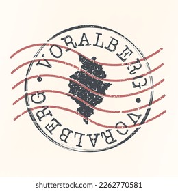 Vorarlberg, Austria Stamp Map Postal. Silhouette. Passport Round Design. Vector Icon. Design Retro Travel National Symbol.