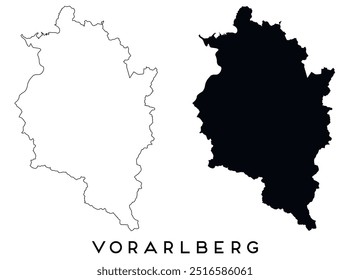 Vorarlberg map outline and black silhouette vector