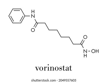 Vorinostat Cutaneous T Cell Lymphoma Drug Molecule. Acts As Histone Deacetylase Inhibitor. Skeletal Formula.