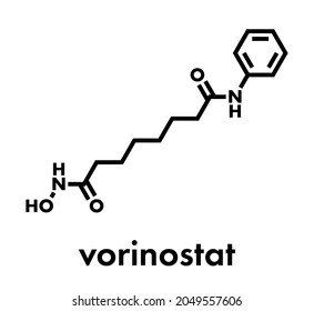 Vorinostat Cutaneous T Cell Lymphoma Drug Molecule. Acts As Histone Deacetylase Inhibitor. Skeletal Formula.