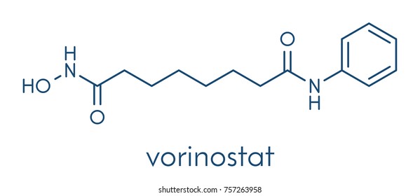 Vorinostat Cutaneous T Cell Lymphoma Drug Molecule. Acts As Histone Deacetylase Inhibitor. Skeletal Formula.