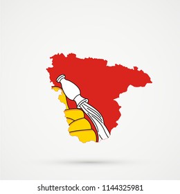 Voronezh Oblast map in Voronezh Oblast flag colors, editable vector.
