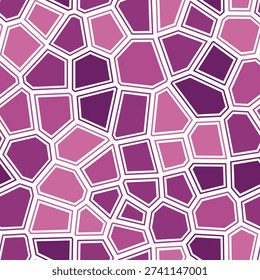 Voronoi tessellation seamless pattern. Irregular polygonal cells create abstract geometric design. Soft purple and white color palette with contrasting outlines.