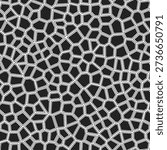 Voronoi tessellation seamless pattern. Monochrome geometric design with irregular polygonal cells. Black and white abstract texture for backgrounds and textiles.