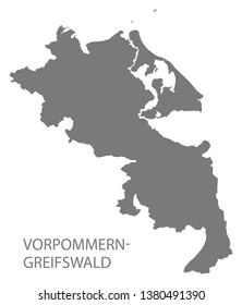 Vorpommern-Greifswald grey county map of Mecklenburg Western Pomerania DE